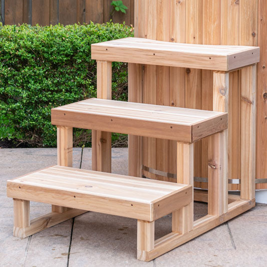 3 Tier Steps for Cold Plunge - Knotty Red Cedar