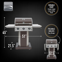 Load image into Gallery viewer, Kenmore 3 Burner Patio Grill with Folding Side Shelves - White