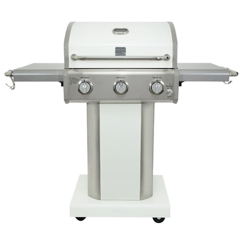 Kenmore 3 Burner Patio Grill with Folding Side Shelves - White