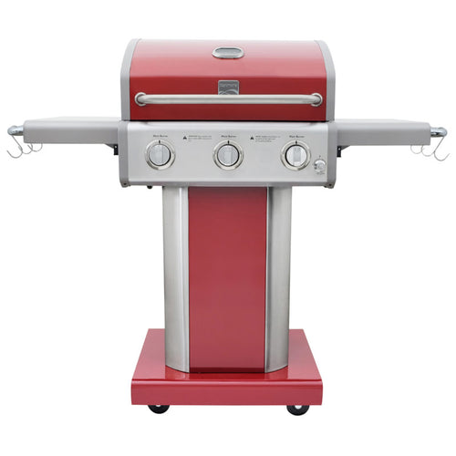 Kenmore 3 Burner Patio Grill with Folding Side Shelves - Red