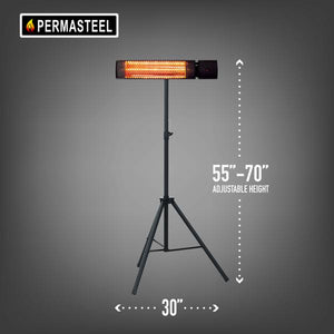 Permasteel 1500W Electric Patio Heater with Remote Control and Tripod Stand
