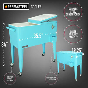 Permasteel 80 Qt. Rolling Patio Cooler